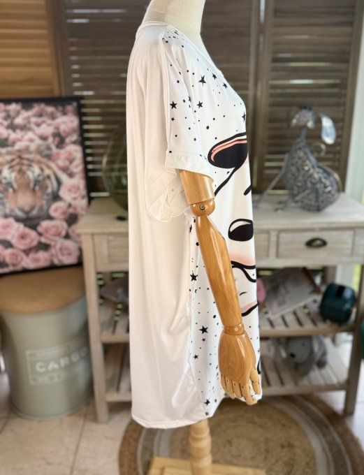Tunique longue ou robe courte blanche étoiles Snoopy Adventure du 40 au 50/52 