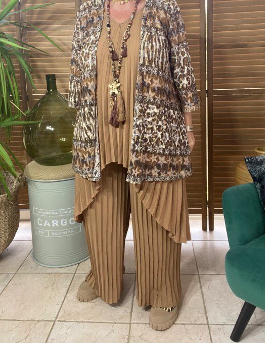 Veste en dentelle camaieu Camel, choco et beige Esprit Savane du 36 au 48 et même + 