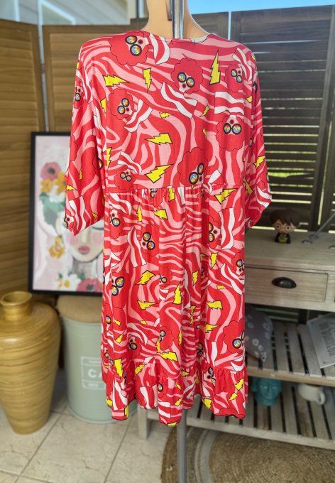 Robe trapèze courte rouge Austin Powers Spirit Seventies Retro du 40 au 52 