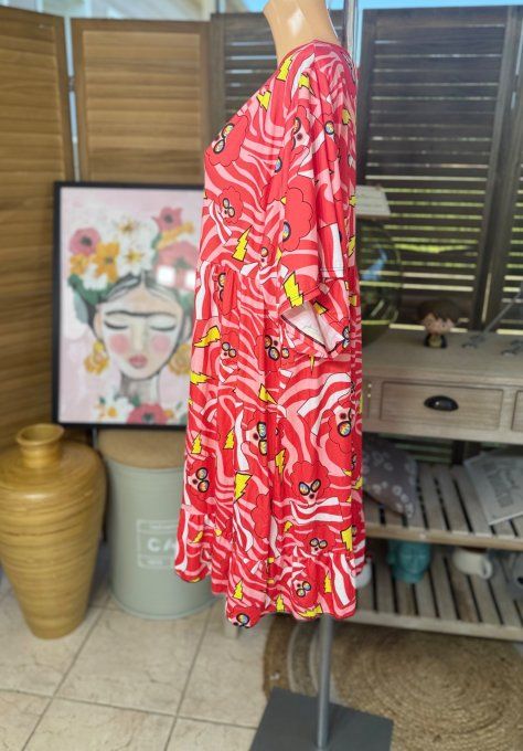 Robe trapèze courte rouge Austin Powers Spirit Seventies Retro du 40 au 52 