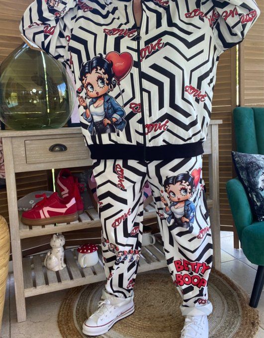 Blouson fin bombers ample zébré noir Betty Boop du 40 au 50 et même +   