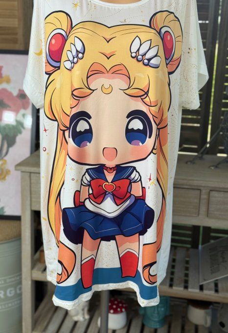 Tunique longue ou robe courte blanche Sailor Moon Nostalgie 90's du 40 au 50/52  