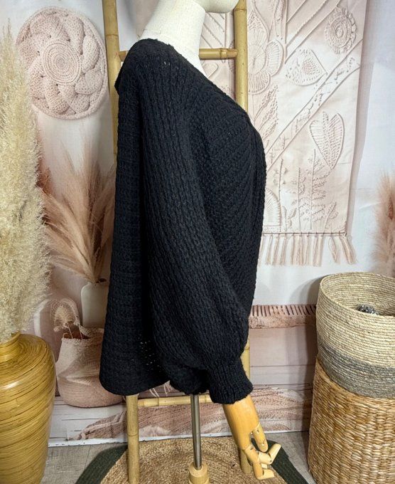 Pull ample façon Papillon manches chauve-souris noir douceur +++ du 42 au 58/60