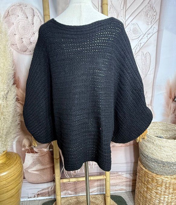 Pull ample façon Papillon manches chauve-souris noir douceur +++ du 42 au 58/60