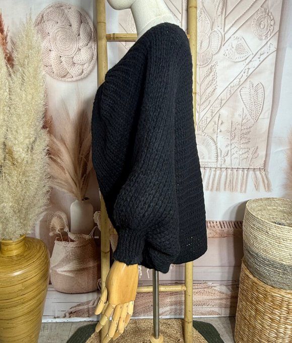 Pull ample façon Papillon manches chauve-souris noir douceur +++ du 42 au 58/60