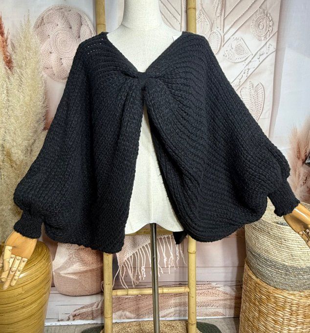 Pull ample façon Papillon manches chauve-souris noir douceur +++ du 42 au 58/60