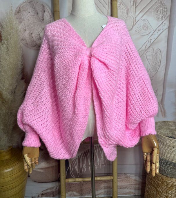 Pull ample façon Papillon manches chauve-souris rose bonbon douceur +++ du 42 au 58/60