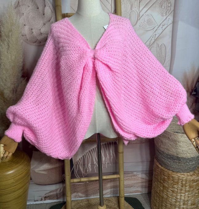 Pull ample façon Papillon manches chauve-souris rose bonbon douceur +++ du 42 au 58/60