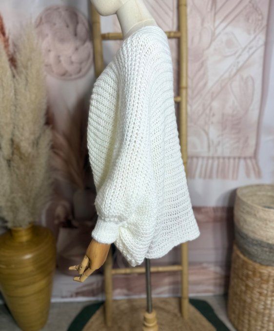 Pull ample façon Papillon manches chauve-souris écru douceur +++ du 42 au 58/60