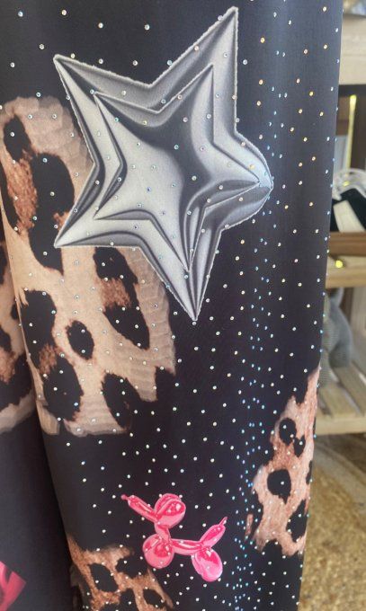 pantalon boule noir & léo Betty Boop Perles + Strass argentés  du 40 au 50/52 
