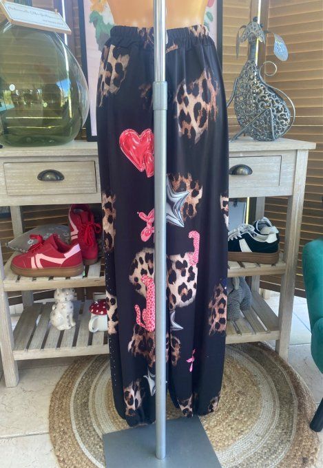 pantalon boule noir & léo Betty Boop Perles + Strass argentés  du 40 au 50/52 