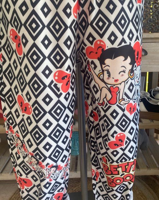 panta jogg  (dit magique) losanges noirs & blancs Betty Boop in Love du 40 au 50