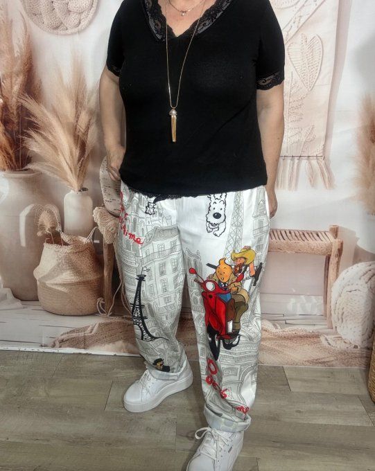 pantalon jogg dit "magique" Tintin et Milou à Paris confort ++++ du 40 au 50