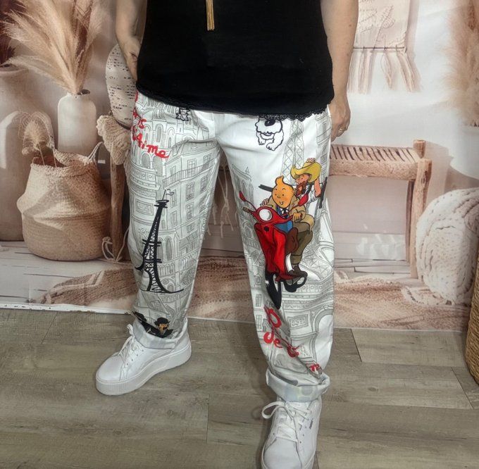 pantalon jogg dit "magique" Tintin et Milou à Paris confort ++++ du 40 au 50