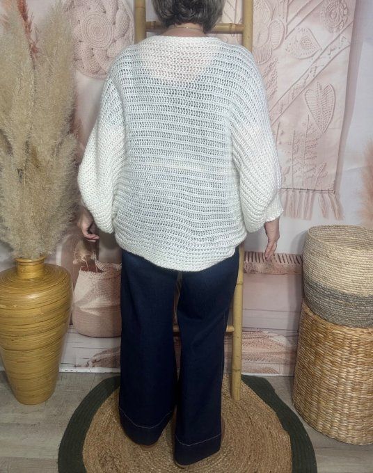 Pull ample façon Papillon manches chauve-souris écru douceur +++ du 42 au 58/60