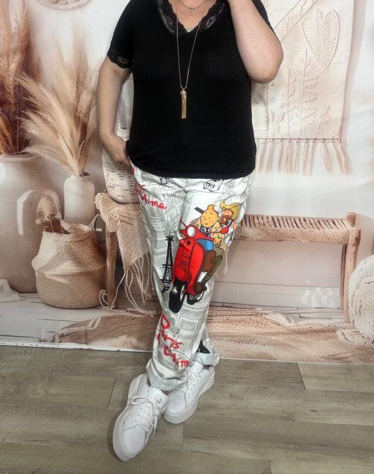 pantalon jogg dit "magique" Tintin et Milou à Paris confort ++++ du 40 au 50