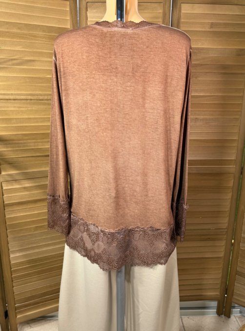 Top dentelle / Sous-pull dit "Rouleau" Caramel manches longues qualité +++ du 40 au 52 