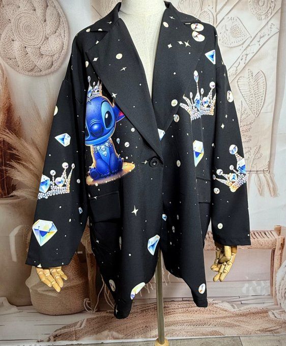 Veste blazer noire Queen Stitch & Diamonds du 42 au 52 et même + 