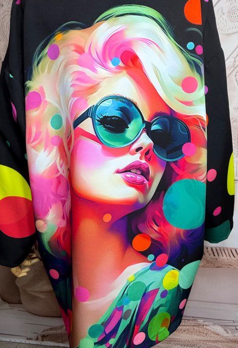 Veste blazer noire Modern Marylin Seventies Pop Bubbles du 42 au 52 et même + 