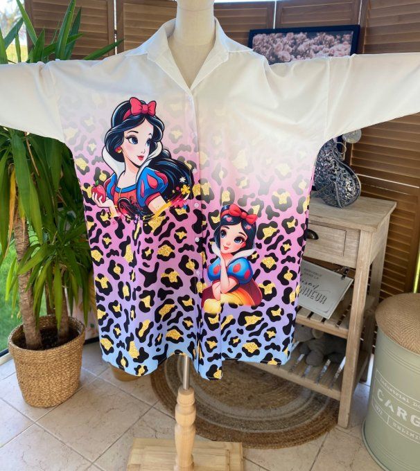 Robe chemise oversize Léopard multicolore Blanche-Neige du 42 au 52/54 