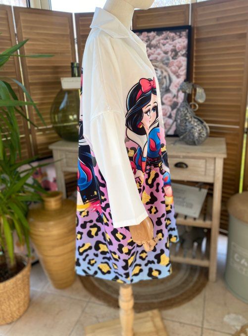 Robe chemise oversize Léopard multicolore Blanche-Neige du 42 au 52/54 