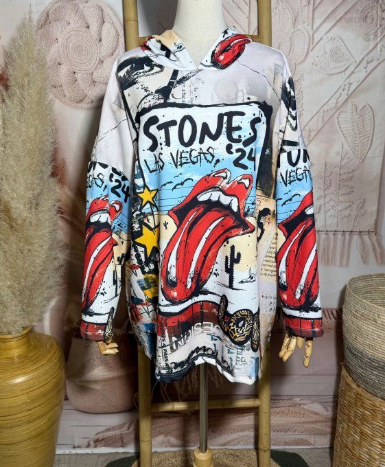 Sweat à capuche ample multicolore The Rolling Stones Rock du 40 au 52/54 