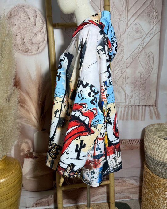 Sweat à capuche ample multicolore The Rolling Stones Rock du 40 au 52/54 