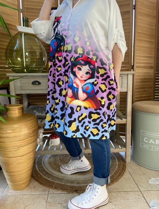 Robe chemise oversize Léopard multicolore Blanche-Neige du 42 au 52/54 