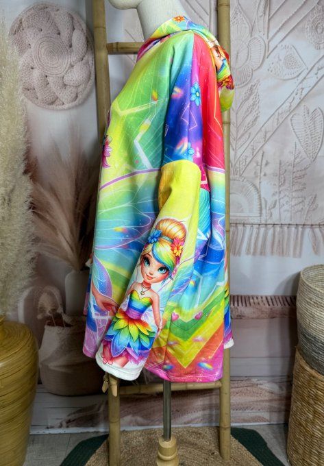 Sweat à capuche ample multicolore La Fée Clochette Arc-en-ciel du 40 au 52/54 