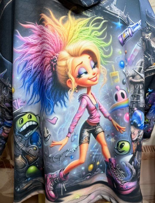 Sweat à capuche ample multicolore La Fillette Arc-en-ciel Urban Street du 40 au 52/54 