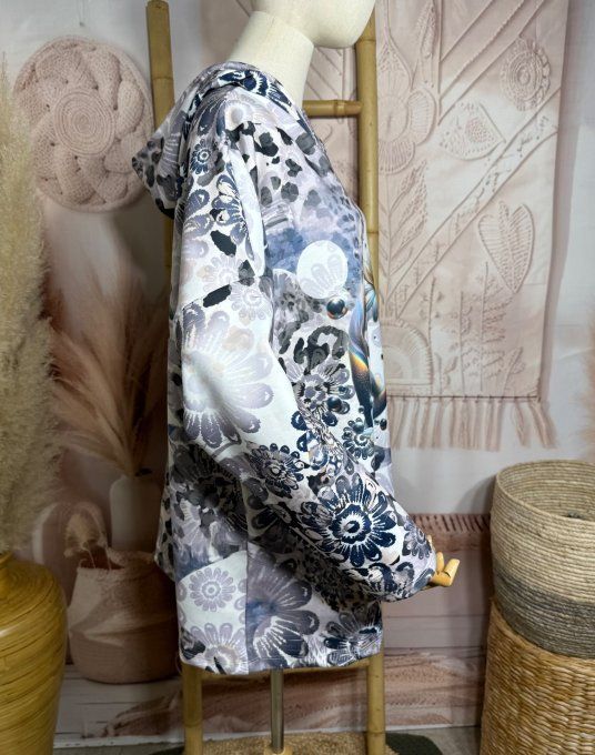 Sweat à capuche ample multicolore Peace & Love Hippie Flowers du 40 au 52/54