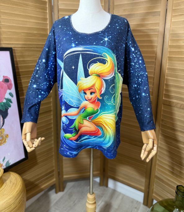 Pull fin ample bleu nuit La Fée Clochette douceur +++ du 40 au 52