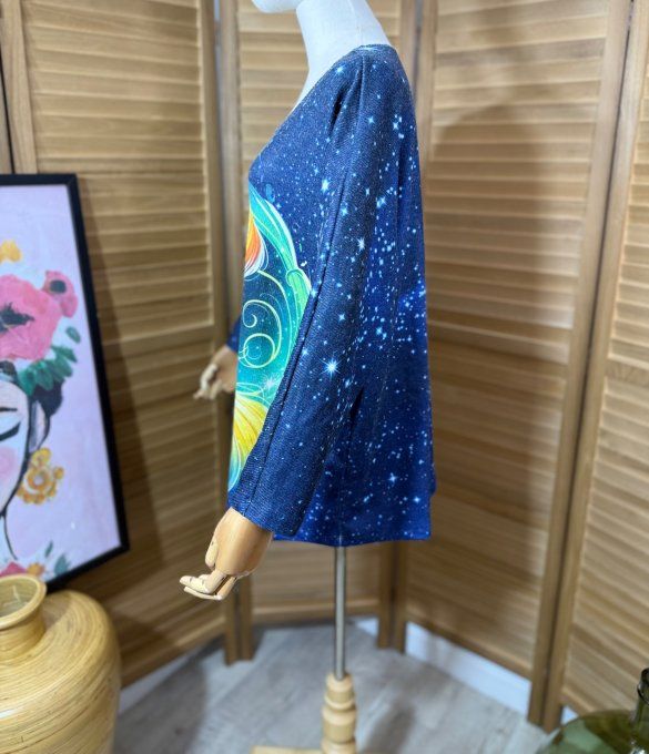 Pull fin ample bleu nuit La Fée Clochette douceur +++ du 40 au 52