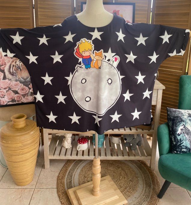 Tunique trapèze oversize manches courtes Le Petit Prince du 42 au 56/58 et même + 