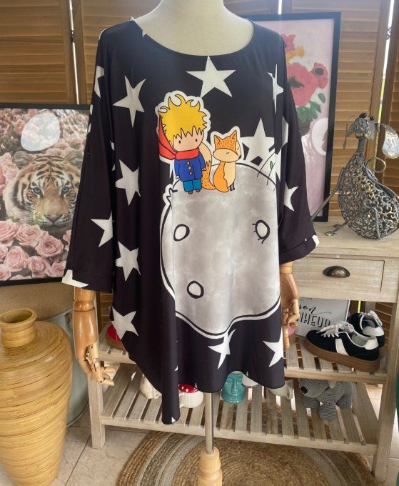 Tunique trapèze oversize manches courtes Le Petit Prince du 42 au 56/58 et même + 