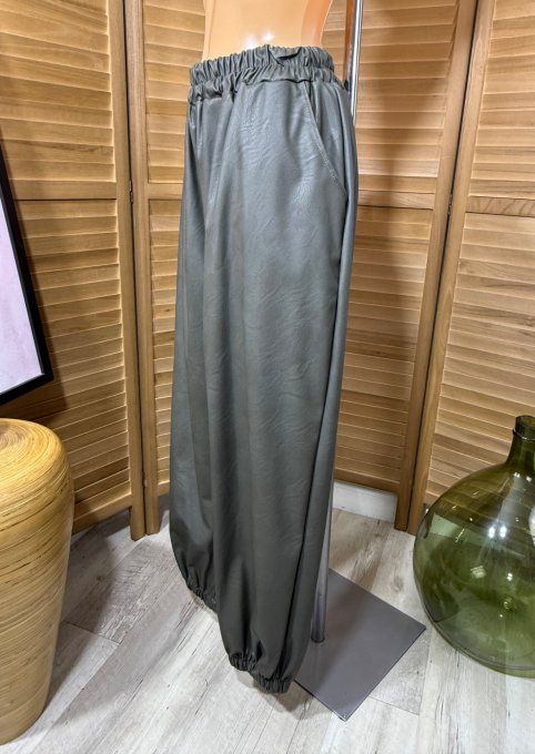pantalon coupe ballon simili-cuir kaki confort ++++ du 42 au 52