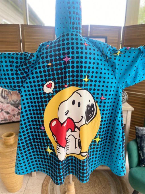 Coupe-vent imperméable à capuche oversize bleu Snoopy in Love du 42 au 52/54