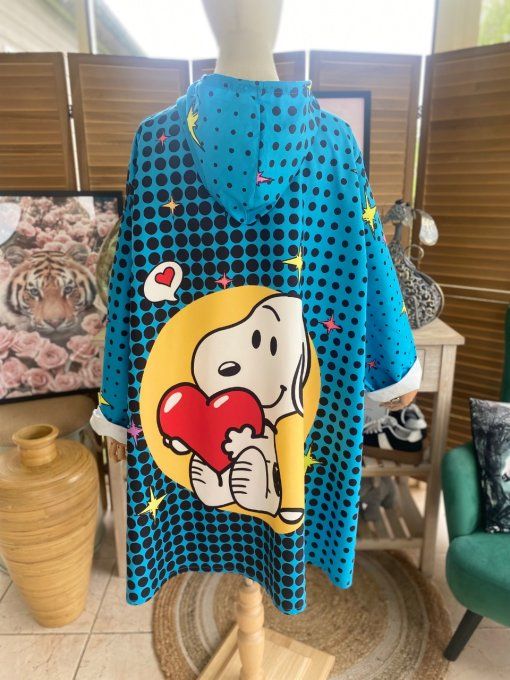 Coupe-vent imperméable à capuche oversize bleu Snoopy in Love du 42 au 52/54