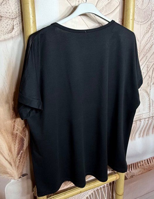 Tee-shirt ample noir manches courtes Frida Kahlo Viva la Vida du 40 au 50/52