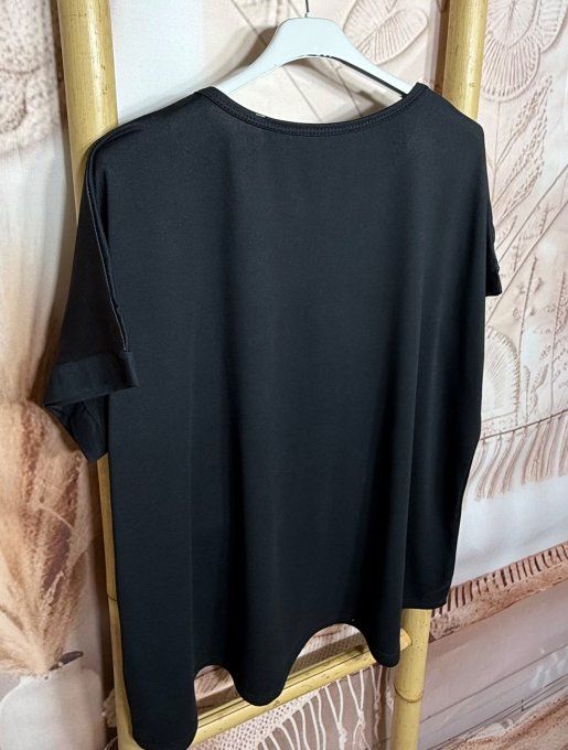 Tee-shirt ample noir manches courtes Born to Relax Fashion Dog du 40 au 50/52