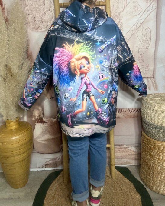Sweat à capuche ample multicolore La Fillette Arc-en-ciel Urban Street du 40 au 52/54 