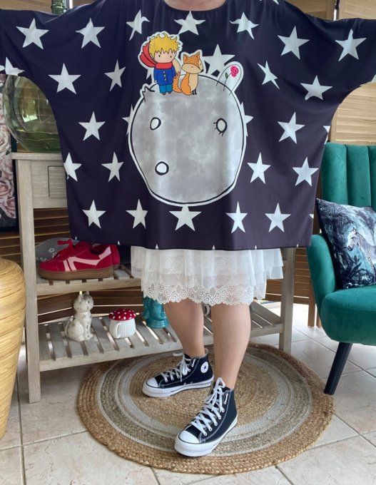 Tunique trapèze oversize manches courtes Le Petit Prince du 42 au 56/58 et même + 