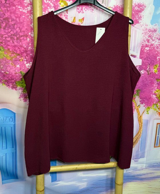 Blouse oversize Lie de Vin croisée dans le dos sans manches douceur +++ du 38 au 50/52 