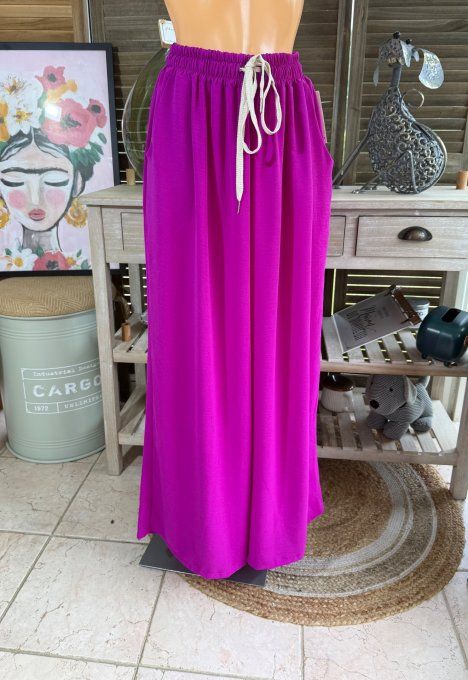 pantalon Palazzo Aubergine clair viscose ceinture ajustable confort ++++ du 38 au 52 