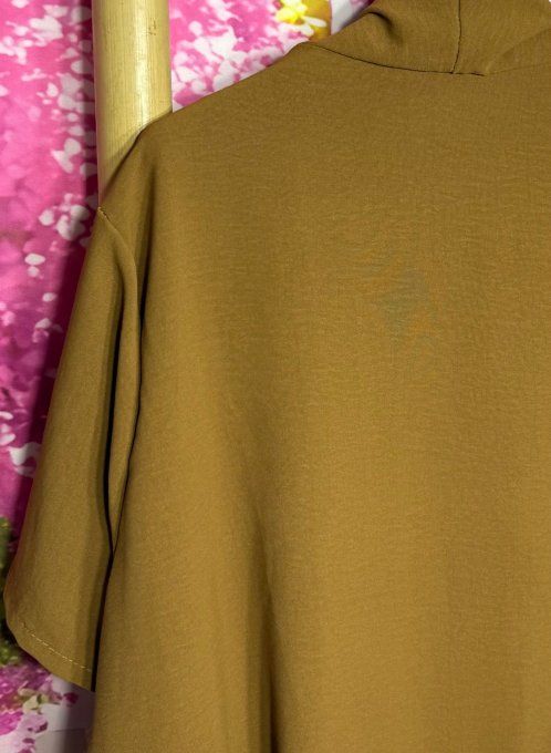 Veste trapèze asymétrique fluide manches courtes Camel douceur +++ du 40 au 52 et même + 