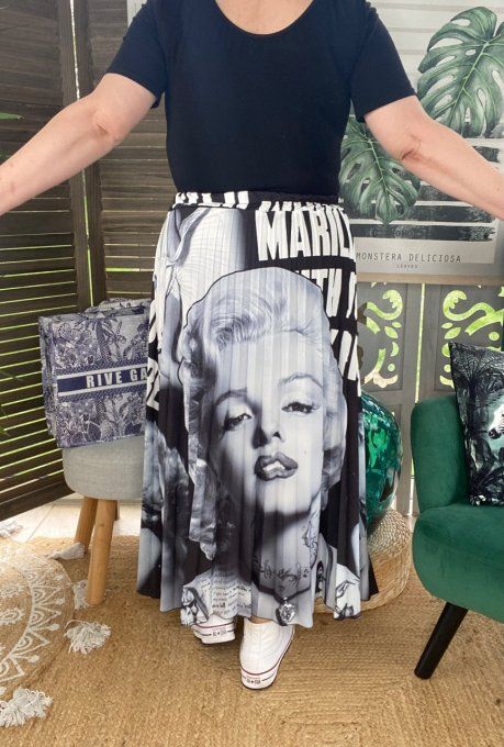 Jupe plissée longue ample Marylin Monroe rétro chic du 38 au 46  
