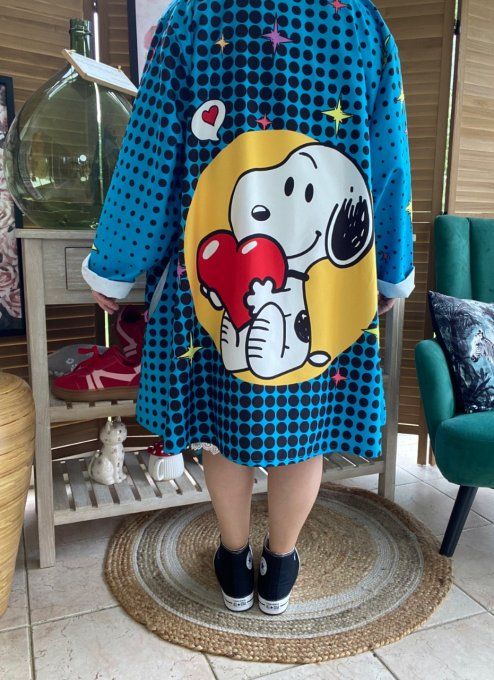 Coupe-vent imperméable à capuche oversize bleu Snoopy in Love du 42 au 52/54