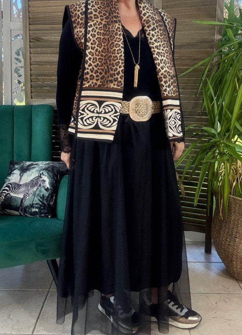 Jupe ample longue vaporeuse en tulle noir du 42 au 50/52