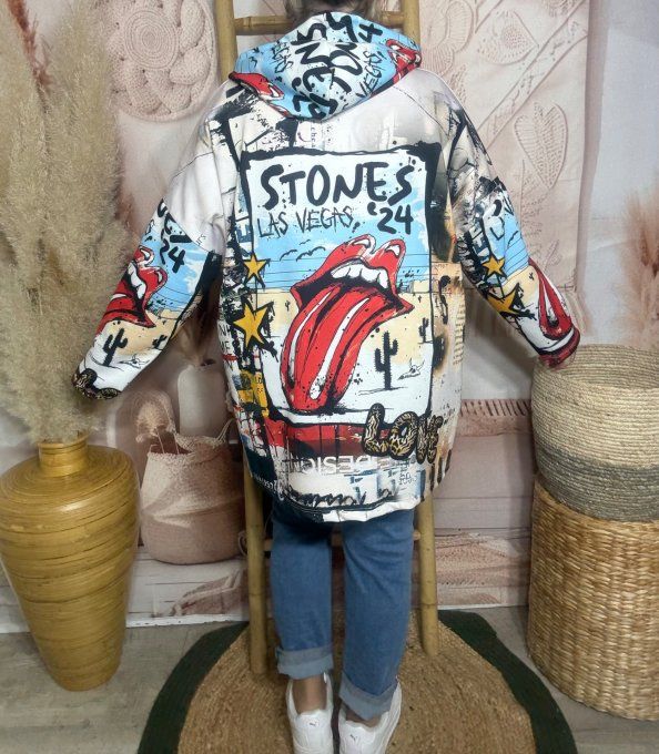 Sweat à capuche ample multicolore The Rolling Stones Rock du 40 au 52/54 