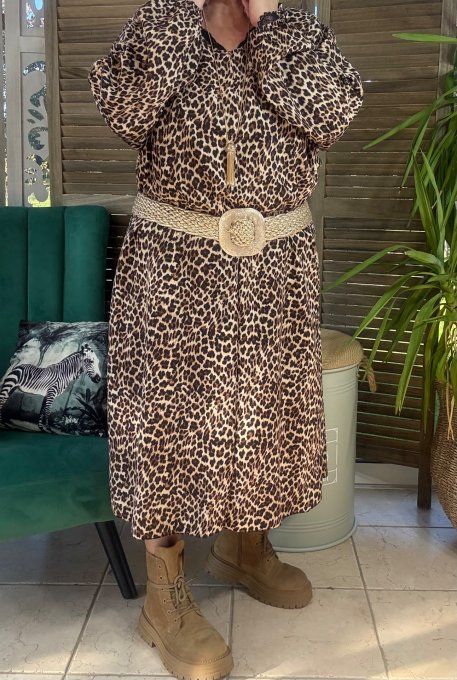 Robe longue oversize Léopard choco noir beige du 42 au 52 